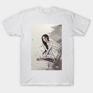 NUDE GIRL SITTING (YOGA GIRL) T-Shirt